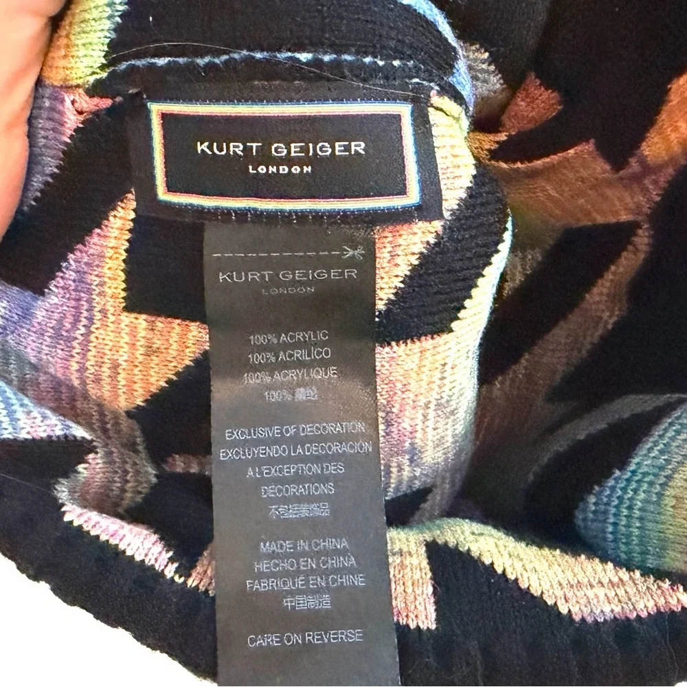 Kurt Geiger Multicolor Patterned houndstooth beanie